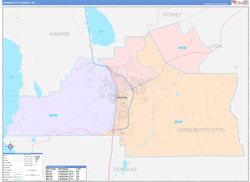 Carson City County, NV Wall Map Color Cast Style 2024
